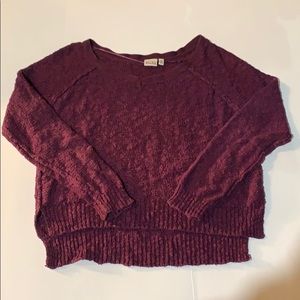 Burgundy cropped v neck sweater
